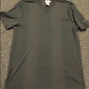 Calvin Klein V-Neck Ribbed Short Sleeve Shirt Black Size Large Stretchy